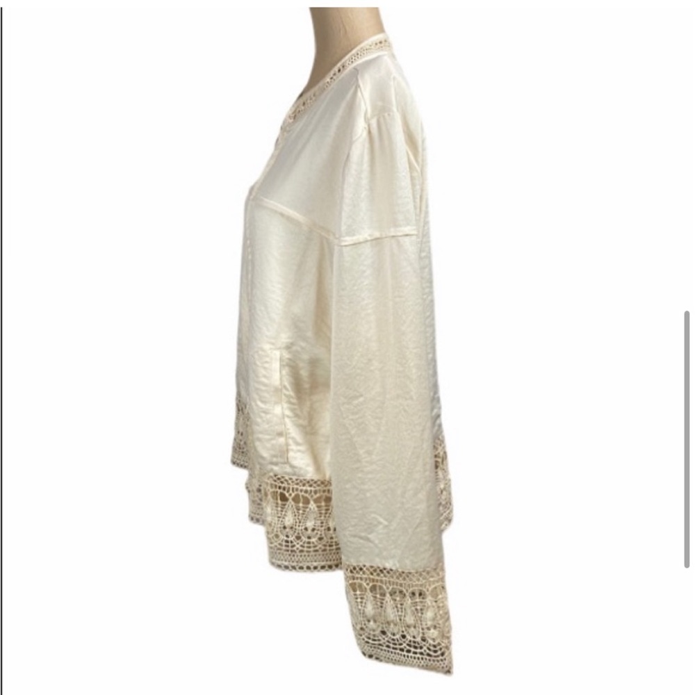 Hinge Silk & Crochet Cream Bomber Jacket - Picture 3 of 11